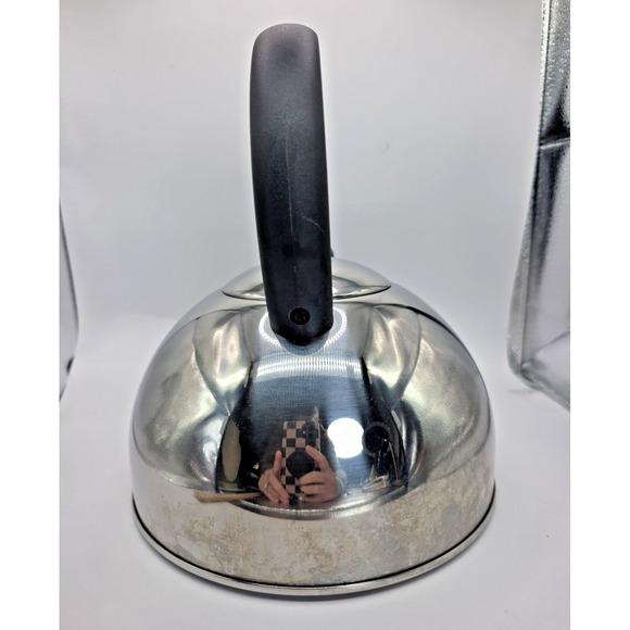 Farberware Stainless Steel Whistling Tea Kettle 2 Qt Black Handle Retro - Picture 4 of 13